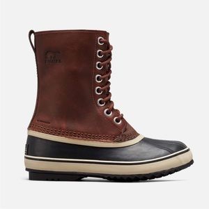SOREL Women's 1964 LTR Waterproof Winter Boot Brown Black Leather Duck Boot